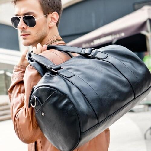 New High Quality Mens Travel Bags Leather Soft Zipper Tote Duffle Bag Vintage Men Big Messenger Shoulder Bag