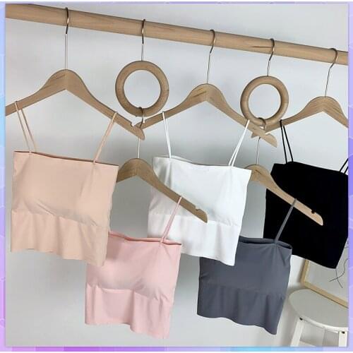 Summer Womens Crop Top Sexy Elastic Camis Sleeveless Short Tank Top Ice Silk Tube Top Thin Anti-Glare Seamless Cropped Vest Bar