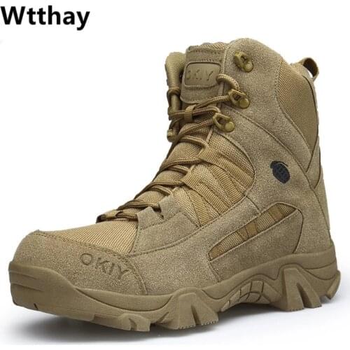 Men Military Boots Desert Combat Ankle Boots Comfortable Army Work Mens Shoes Outdoor Hiking Sneakers Non-slip Rubber Boots