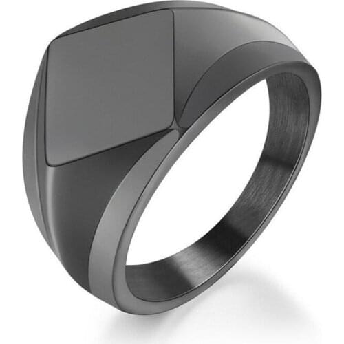 Modyle Men Punk Ring Black 316L Stainless Steel Ring Rock Fashion Male Jewelry