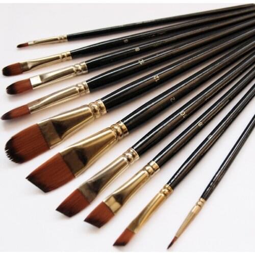 5pcs/set Nylon Hair Oil Paint Brush Set Liner Round Filbert Angel Flat Acrylic Learning DIY Watercolor Pen Art Painting Supplies