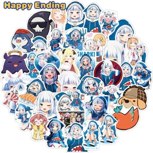 10/30/50Pcs Hololive Vtuber Shark Anime Graffiti Stickers For Motorcycle Luggage Laptop Guitar Skateboard Waterproof Pegatinas