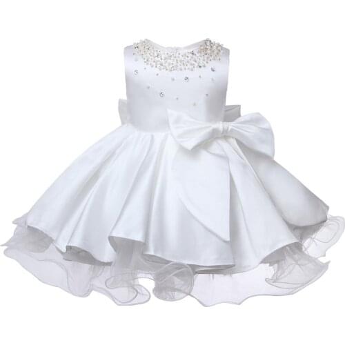 Beads Baby Girl 1st Birthday Outfit Layered Tulle Newborn Baby Baptism Dress Tutu Infant Christening Wedding Gown Party Dresses