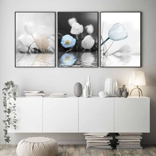 White Romantic Flower Poster Art Decor Living Room Canvas Painting Abstract Hazy Floral Wall Pictures Bedroom Fashion Prints
