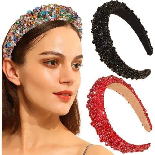 New Full Crystal Luxury Hair Accessories Hairbands Sparkly Padded Rhinestones Headbands Headdress Big Small Beads Women Headband