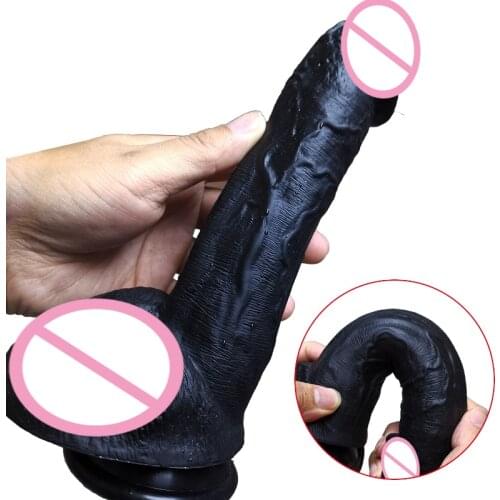 New Black Realistic Dildo Soft Liquid Silicone Huge Big Penis with Suction Cup Sex Toys for Woman Strapon Female Masturbation
