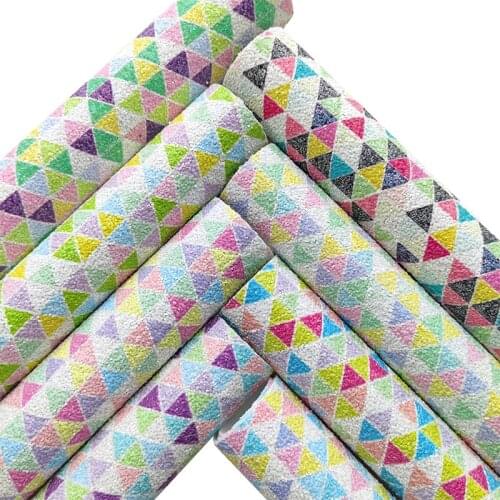 135x30cm Diamond design Printed Chunky Glitter Faux Leather Fabric Sheet/Roll for Making Shoe/Bag/Decoration