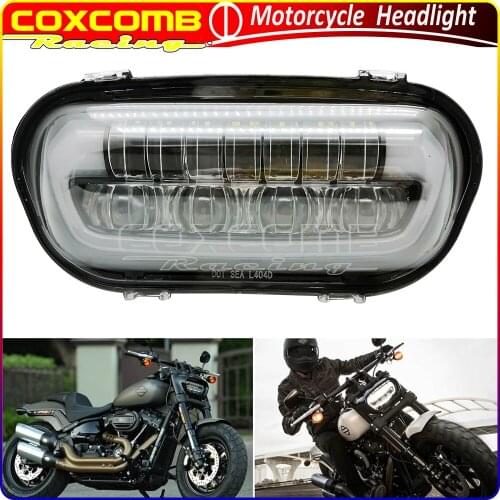 Front Headlight High/Low Beam DRL White Headlamp For Harley Softail Fat Bob 2018 2019 Motorcycle 24V 6000K 9.8 Inch LED Lights