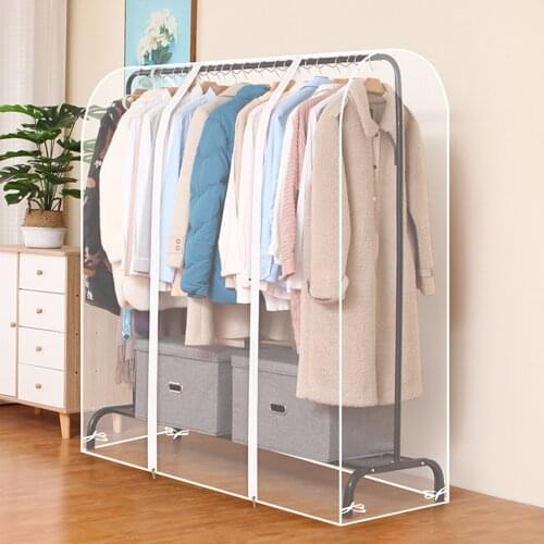 Clear Dustproof Waterproof Zip Clothes Rail Cover Clothing Rack Cover Garment Suit Transparent Storage Display Protector Bag