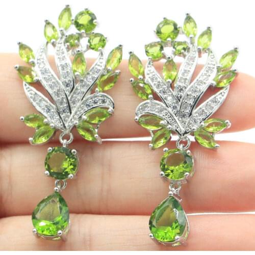 23x15mm New Designed Created Golden Citrine Blue Topaz Pink Tourmaline Green Peridot CZ 925 Sterling Silver Stud Earrings