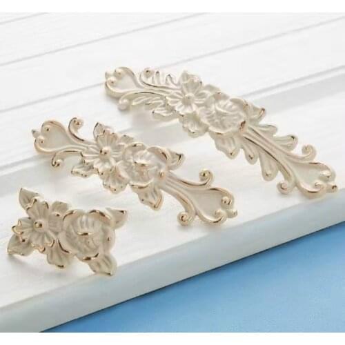 Drawer Pulls Kitchen Cabinet Handles 96mm/128mm Beige Lvory white Door Knobs and Handles Drawer Knob Furniture Drawer Knob Metal