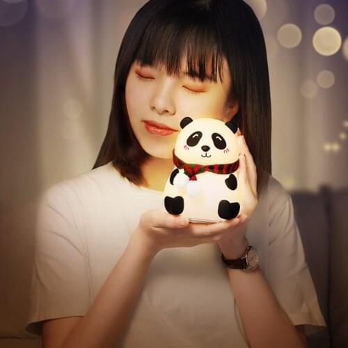 Cartoon Panda Silicone Lamp USB Charging Colorful Patting Lamp LED Atmosphere Bedside Night Light Nursing Table Lamp Gift