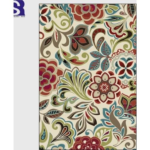 SunnyRain 1-piece Flowers Print Fleece Living Room Rugs Large Area Rug for Bedroom Carpets