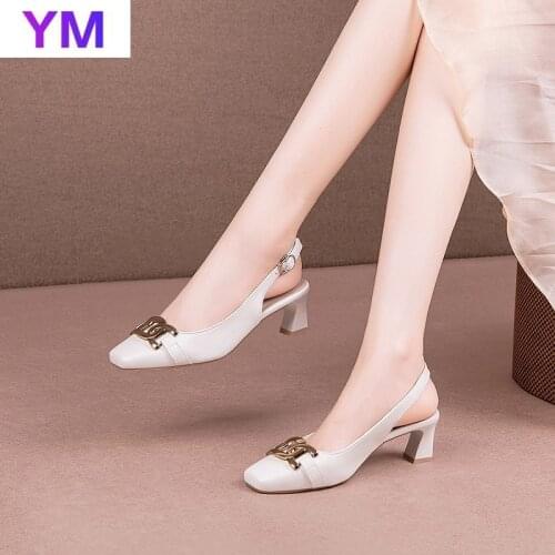 White 2021 Fashion Slip On Metal Decoration Pumps for Women Girls Elegant Party Dress Wedding Shoes Slingback Zapatilla Mujer