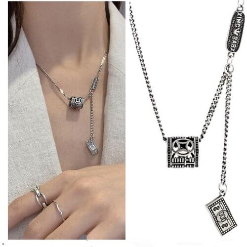 Vintage Coin Pendant Necklace For Lady Clavicle Accessories True 925 Sterling Silver Necklace Girl Clavicle Accessories Female