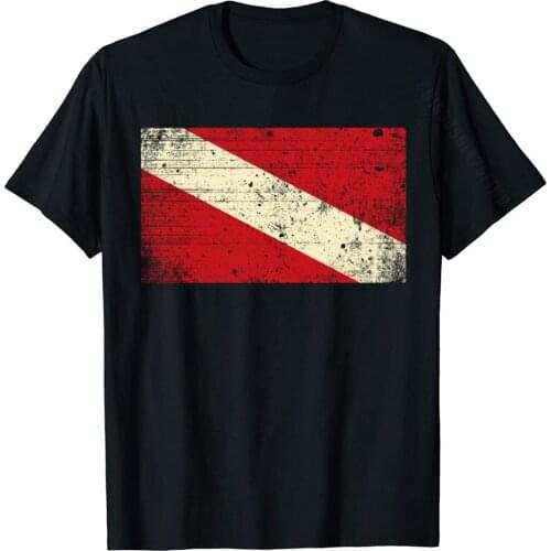 Retro Vintage Scuba Diver Diver Down Flag Printed Men T Shirts Funky Cotton T Shirt Gift