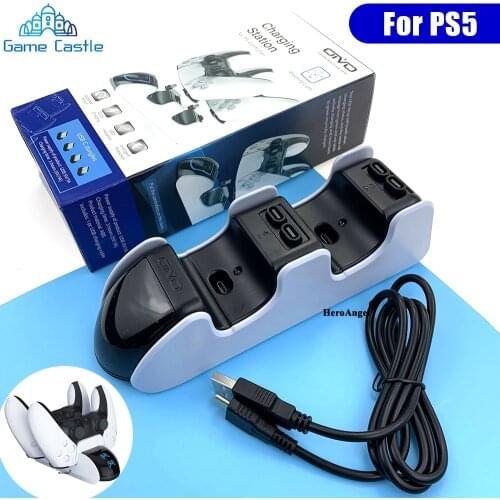 For PS5 Controller Charging Dock Charger Stand Station Dual Charge Gamepad Charging Station Type-C Interface With LED Indicators