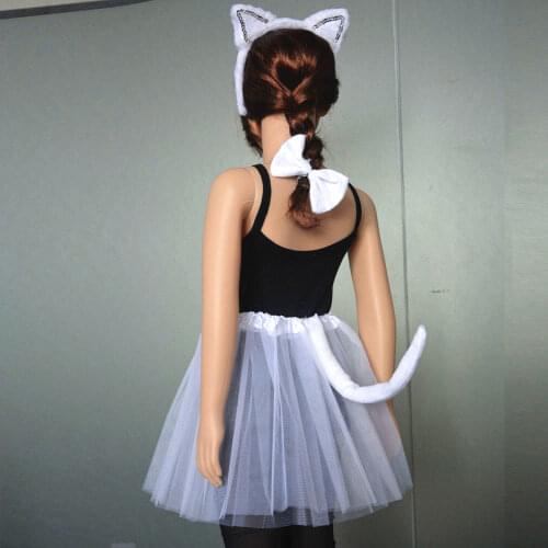 Girl Ears Fox Cat Cosplay Animals Costume Headband Tutu Skirt Set Birthday Party Gift Dress Up Props Halloween Christmas