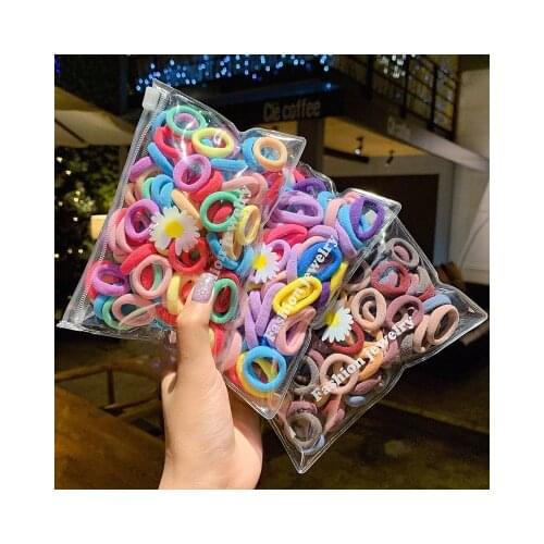 100pcs/Set Girls Colorful Nylon Small Elastic Hair Bands Children Ponytail Holder Scrunchie Headband Kids Hair Accessories