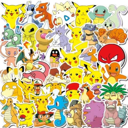 100 Pcs Stickers Pokemon Anime Peripheral Pikachu Aesthetics Suitable for Laptop Luggage Guitar DIY Waterproof Sticker Toy Gifts