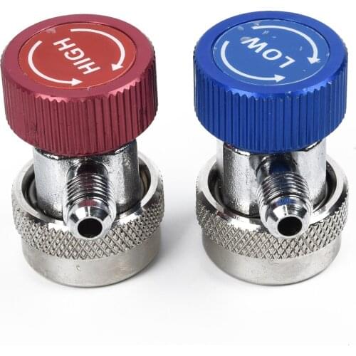 2pcs R134A AC Auto Freon Air Condition Adapter Refrigerant Adjustable Quick Coupler High Low Connector Manifold Gauge Set