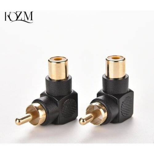 2Pcs Connector Converte Black Right Angle RCA Male to Female Adapter 90 Degree M/F RCA Audio AV RCA Plug Extender