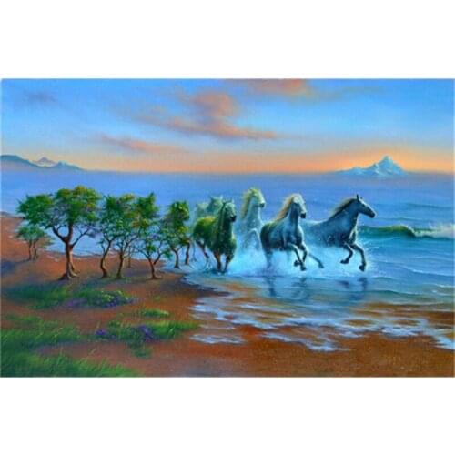 Seaside horse 3D Diamond Embroidery DIY Needlework Diamond Painting square Full Drill Square Resin Rhinestones Home Decor A6656R