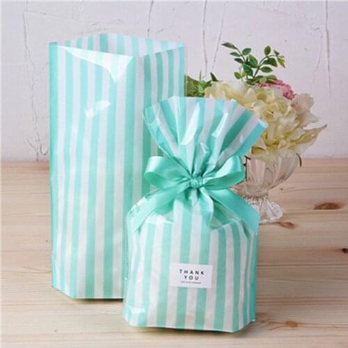 50pcs 14*20cm Big Color printing vertical bar Plastic Bags Candy Cookie Biscuit bread baking Packing Wedding Party Gift bag