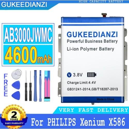 4600mAh GUKEEDIANZI Battery AB3000JWMC For philips X586 cellphone for XENIUM CTX586 Big Power Bateria