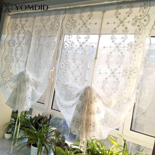 White Embroidery Flower Screens Modern Voile Tulle Sheer for Bedroom Living Room Windows Curtain Ice Flower Roman Curtains