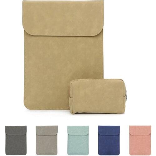 PU Leather Laptop Sleeve For Macbook Air Pro 13 13.3 15.4 Inch Magnet Cover Fingerprint-proof Protective Laptop Case For Macbook