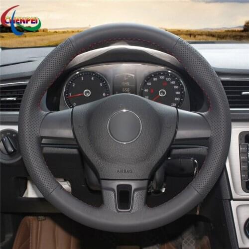 DIY Anti-Slip Wear-Resistant Steering Wheel Cover For Volkswagen Sharan Passat Variant EOS Amarok Car Interior Decoration