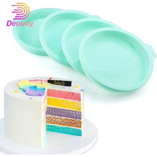 DEOUNY 6/8 Inch Non-Stick Silicone Cake Mold Round Rainbow Cake DIY Decoration Tools Desserts Pizza Kitchen Bakeware Mould