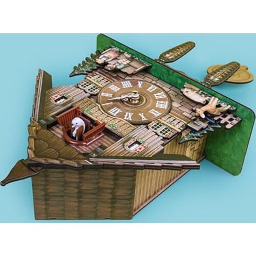 QX2E Wooden Wall Clock Cuckoo Antique Pendulum Hanging Handcraft Swing Alarm Watch Home Restaurant Bedroom Decoration