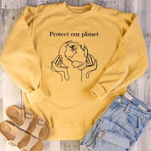 Protect Our Planet Letter Print Women Clothes Sweatshirt Protect Environment Harajuku Pullovers Casual Jumper Girls 90s Dropship