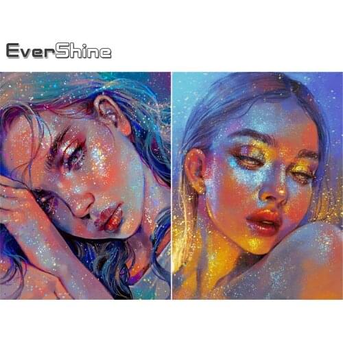 Evershine Diamond Painting Girl Diamond Embroidery Portrait Cross Stitch Mosaic Fantasy Rhinestone Picture Home Decoration