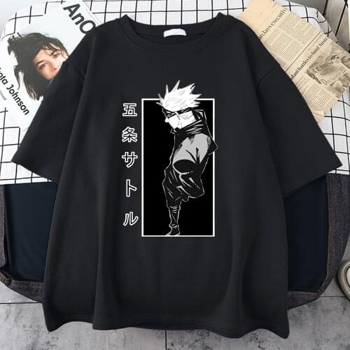 Jujutsu Kaisen Mens T Shirts Cool Anime Clothing Satoru Gojo Print Streetwear Short Sleeve Tee Shirts Male Loose T-Shirts Tops