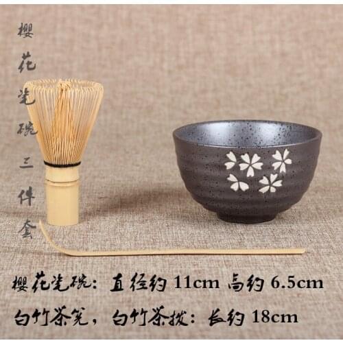Wipe tea tools with spoon ceramic bowl brush bamboo brush tea set Japanese Matcha Bowl Whisk & Scoop Green Tea Accessories
