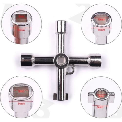 6Pcs Multi-function 4 in 1 Cross Key Wrench For Electrical Elevator Square Triangle Length 7CM