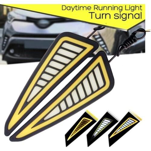 LYMOYO 2pc drl daytime running light eagle eye cob led Auto bulb White turn yellow Car Turn Signal Warming Light car styling 12v