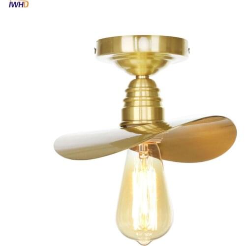 IWHD Loft Decor Copper Ceiling Lamps Living Room Porch Bedroom Edison Industrial Vintage LED Ceiling Light Plafonnier Luminaria