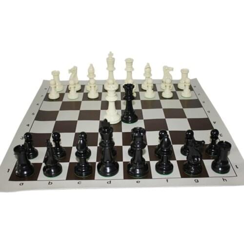 International Standard Chess Game Set Competition King 97mm(3.82inch) Large Plastic Chess Set with Chessboard 4 Rear Game Yernea