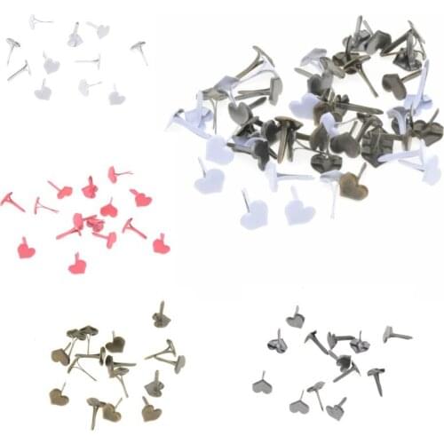 MIAOCHI DIY 50PCs Pastel Heart Brads Scrapbooking Embellishment Holiday Decoration & Gift 9*8mm