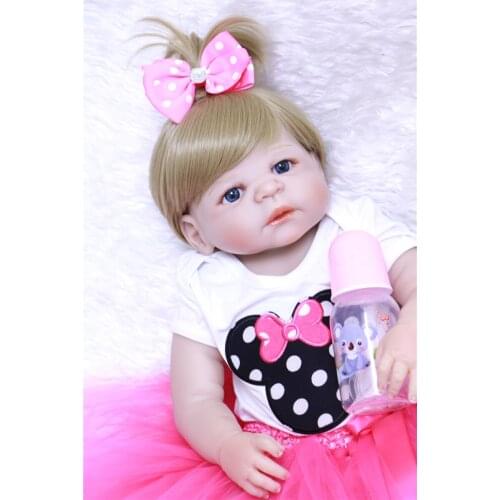 Lovely doll reborn 22" full body silicone reborn baby dolls princess girl newborn baby dolls for kids birthday gift boneca