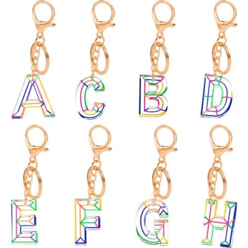 Fashion creative 26 initials pendant charm temperament key ring acrylic material pendant car key ring simple party gift