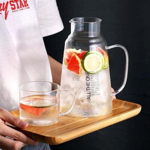 Glass Water Bottle Set Heat-Resistant Juice Container Beverage Jugs Flower Tea Pot Milk Cups Home Supplier Bar Drinkware