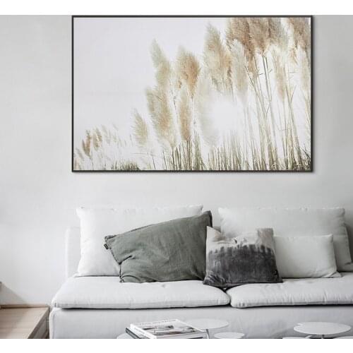 Wall Art Canvas Paintings Beige Reed Plants Nordic Posters And Prints Landscape Wall Pictures for Living Room Home Decoration