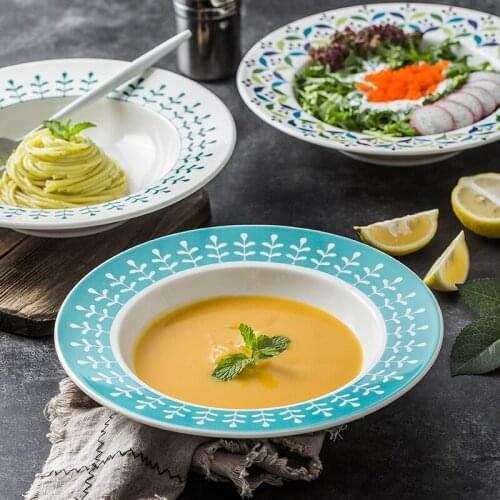 Nordic Round Dinner Plates Salad Ceramic Breakfast Decorative Dessert Dinner Plates Talerze Obiadowe Kitchen Tableware DB60PZ