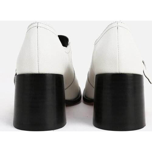 MUMANI Woman‘s 2021 New Mary Janes Shoes Genuine Leather High Heels Mixed Colors Pumps Round Toe Retro Shallow Lady Footwear