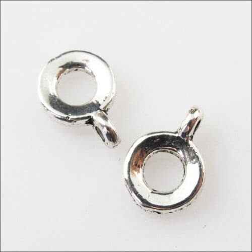 New 60Pcs Tibetan Silver Tiny Smooth Bail Bead Charms Connectors 8x11mm